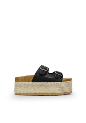 CON PLATAFORMA ESPARTO - Heeled mules - black