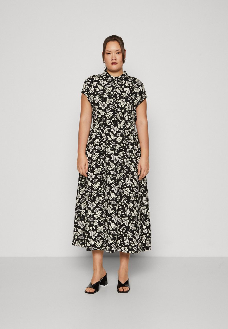 Vero Moda Curve VMNEWHALLIE LONG DRESS - Maxi šaty - black/white