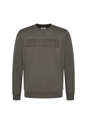 Dunkelolivgrünes Sweatshirt mit Rundhalsausschnitt, gerippten Bündchen und Saum, mit dem Schriftzug "GABBIANO" in einem passenden dunkleren Farbton über der Brust.