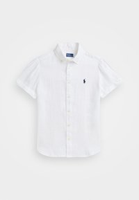 LINEN SHORT SLEEVE SHIRT - Bluza z gumbi - white