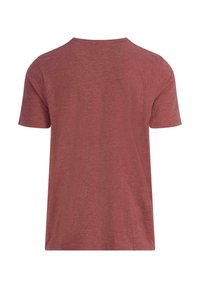Rövid ujjú póló puha, heathered piros anyagból. Klasszikus kerek nyakkivágással és laza szabással rendelkezik, látható design részletek nélkül.