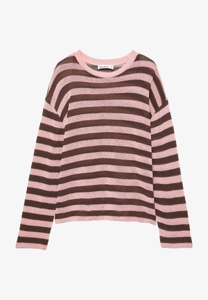 PULL&BEAR, STRIPED KNITTED - T-SHIRT - Svetr - pink