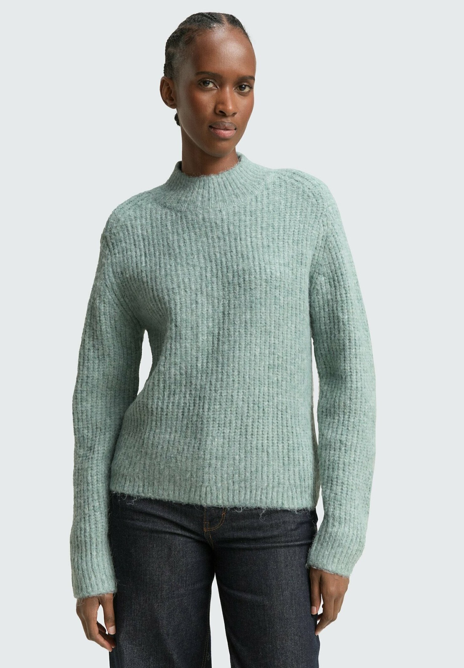 TOM TAILOR DENIM MIT STEHKRAGEN Strickpullover silver/cloud