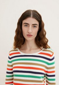 TOM TAILOR NEW OTTOMAN - Strickpullover - navy green multicolor stripe
