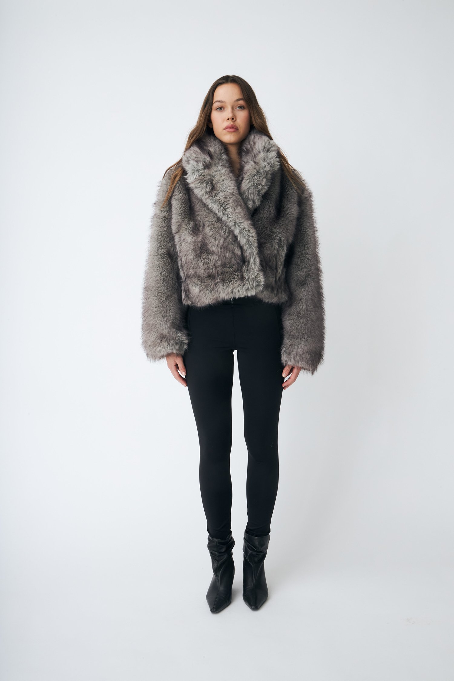 Cras LIE JACKET - Faux leather jacket - grey melange/grey