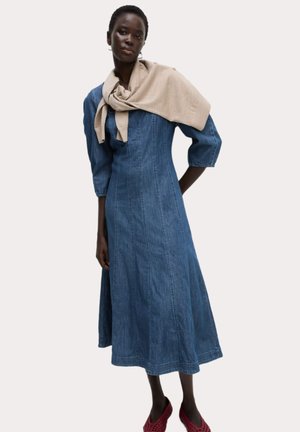 SQUARE NECK MIDI SKATER - Denimkjoler - denim