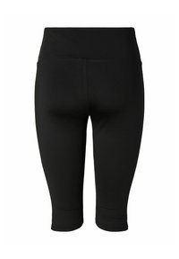 Leggings de sport noirs taille haute, longueur mi-mollet, sans motifs ni logos visibles sur fond blanc.