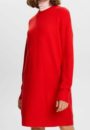 Stickad klänning - red