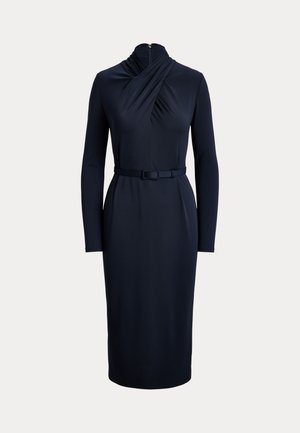 Lauren Ralph Lauren, BELTED MOCKNECK JERSEY DRESS - Трикотажна рокля - lauren navy