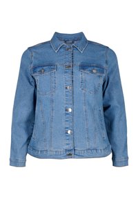 Heledsinine denimpusa klassikalise kraega, kahe rinna-taskuga ning ees nööpidega kinnitusega. Omab pikki varrukaid ja veidi voolavat lõiget.