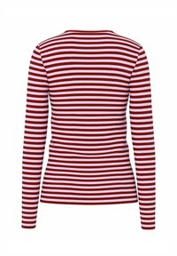 Langärmliges Oberteil mit taillierter Passform, ausgestattet mit roten und weißen horizontalen Streifen. Hergestellt aus geripptem Stoff, mit rundem Ausschnitt.