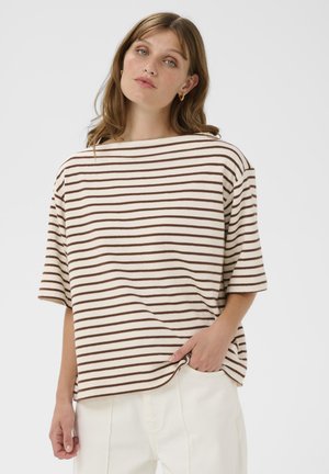 Tričko s potlačou - white and cappucino stripe