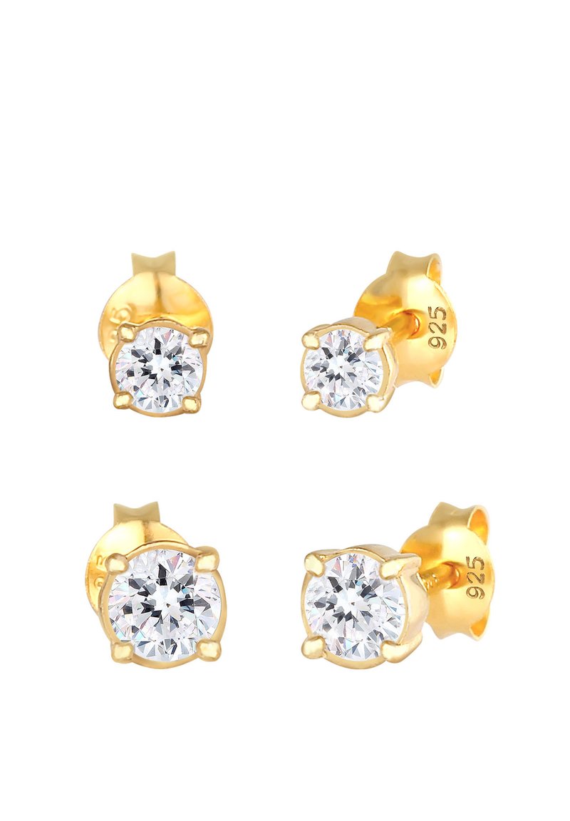 Set Di 2 Paia Di Orecchini A Perno Oro 14K: Piccoli E Brillanti Con Zirconia, Ipoallergenici