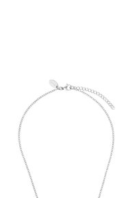 Collana in argento con un design delicato a maglie e un gancio a moschettone, dotata di una catena di estensione regolabile per una vestibilità personalizzabile.