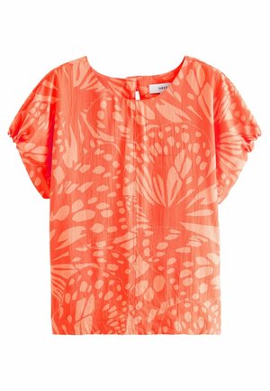 Next GATHERED SHORT SLEEVE TEXTURED BOXY  PETITE - Pusero - orange print