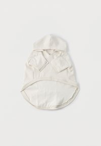 Kapuutsiga dressipluus kreemjas puuvillas, millel on pikad varrukad, ümar äär ja lõikega kaelus. Pehme tekstuur ja minimalistlik disain.