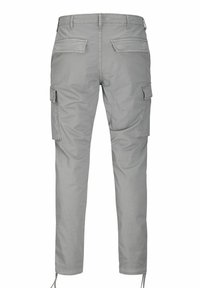 Világosszürke, slim fit cargo nadrág, két hátsó zsebbe és oldalsó cargo zsebekkel. Puha anyagból készült, rugalmas bokarekeszekkel.