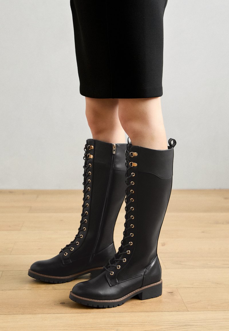 Goth Boots Ladies Boots Knee High Combat Boot Anna Field Wide