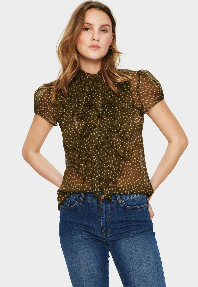 Saint Tropez LILJA DREA SS - Pogājama blūze - army green dot