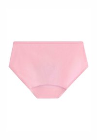 Růžové krátké spodní prádlo s hladkou strukturou, plně zakrývajícím designem a elastickým pasem. Jednoduchá a bezešvá konstrukce.