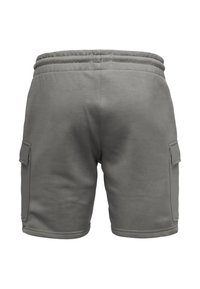 Grau Sportshorts aus Baumwollmischung mit elastischem Bund, Doppelnaht und seitlichen Taschen. Glatte Textur und taillierte Passform.