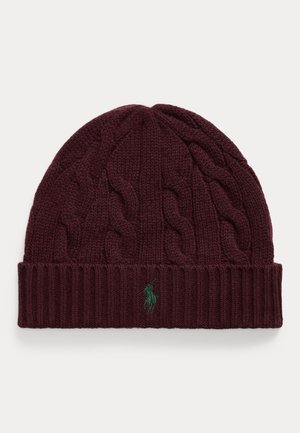 Polo Ralph Lauren, CABLE-KNIT WOOL-CASHMERE BEANIE UNISEX - Плетена шапка - dark red