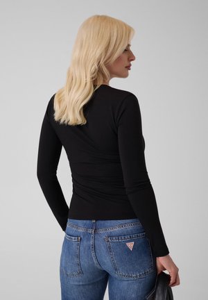Guess, NEW LS VN MINI LOGO TEE - T-shirt à manches longues - jet black a