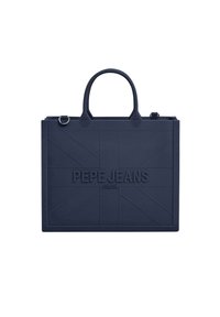 Marineblå totebag med et tekstureret Union Jack-design. Har det prægede "PEPE JEANS LONDON" logo og to runde håndtag.
