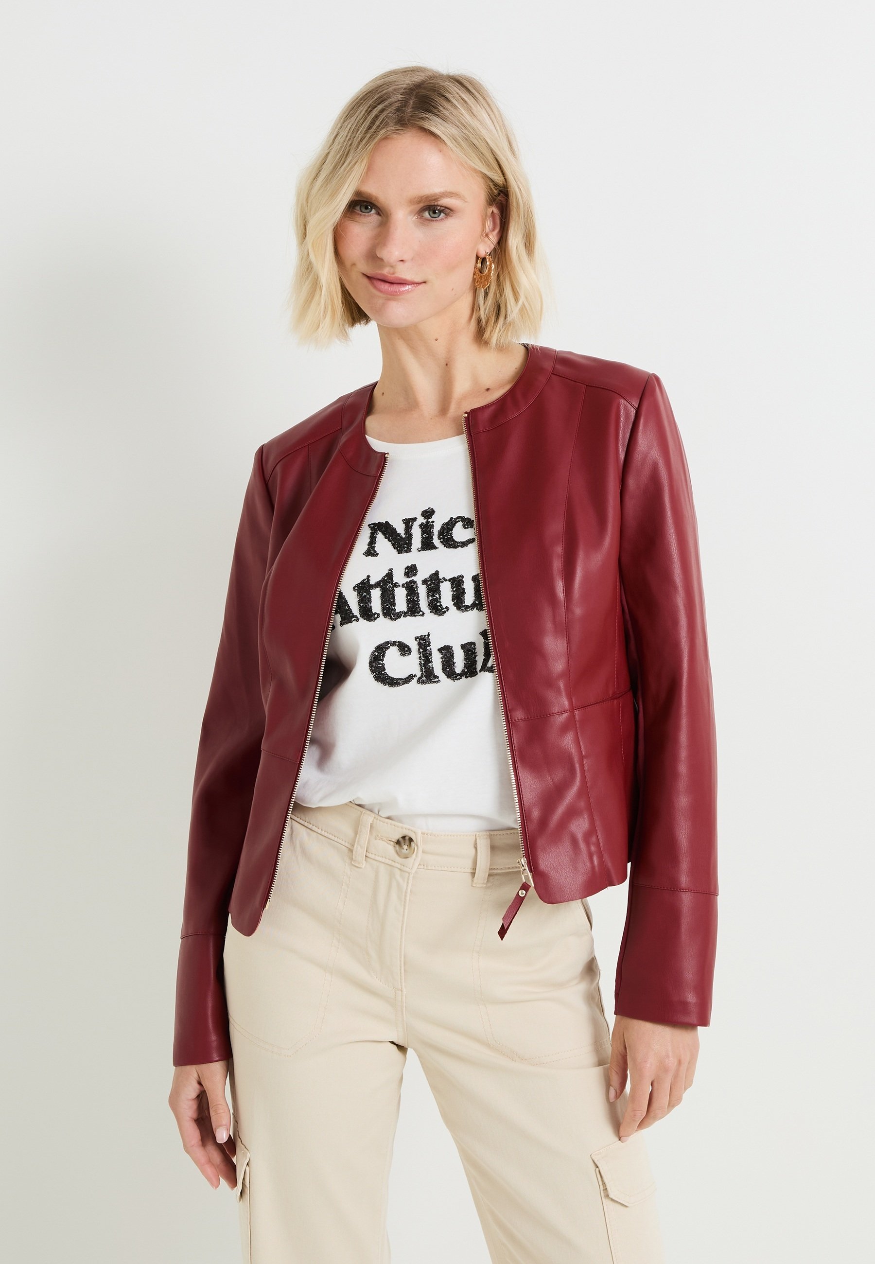 Leather Jacket Veste En Cuir Femme Motard Biker Femme Veste En