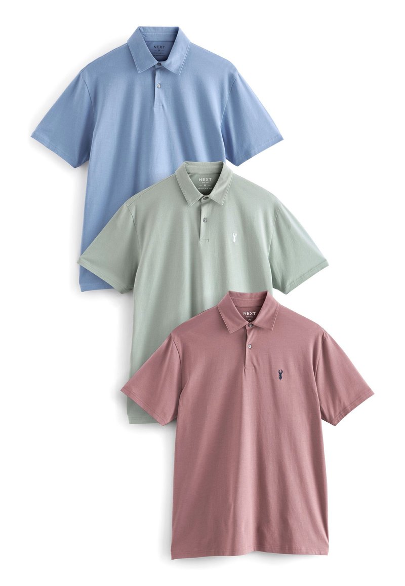 Next - THREE PACK - Polo - blue pink green pastel, Ampliar