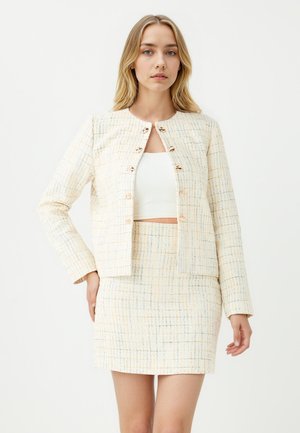 CHECKERED PATTERNED - Gonna a tubino - ecru