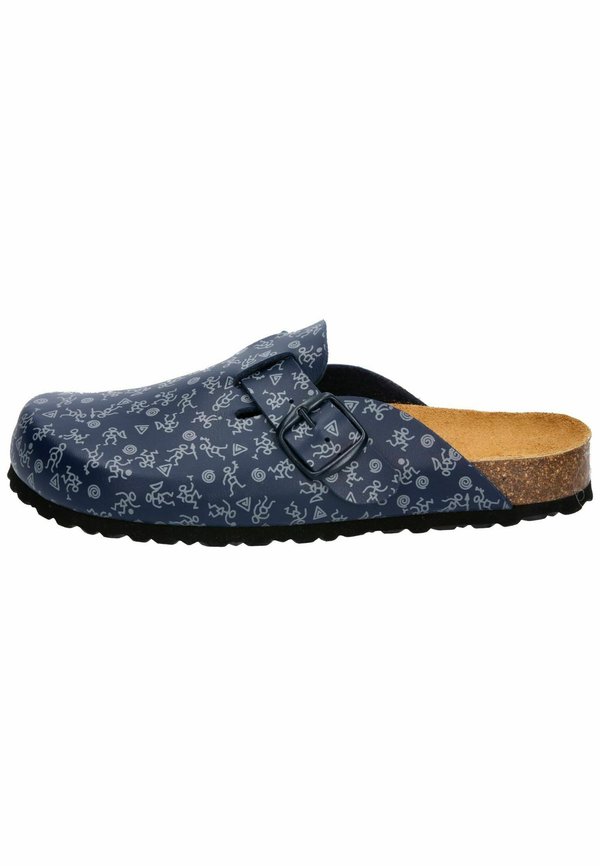 Pantolette flach - marine grau