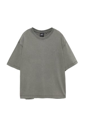 PULL&BEAR, BOXY WASH STWD MINI LOGO T-SHIRT - T-shirt basique - grey