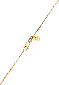 Gold-tone metal necklace with a fine chain, featuring a lobster clasp and a small round charm inscribed with "Elli." Smooth texture.