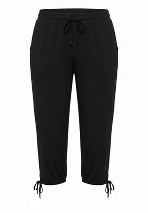 Angel of Style, SWEAT CAPRI PANTS, STRAIGHT FIT, ELASTICATED WAISTBAND, HEM SLIT - Pantalones deportivos - black