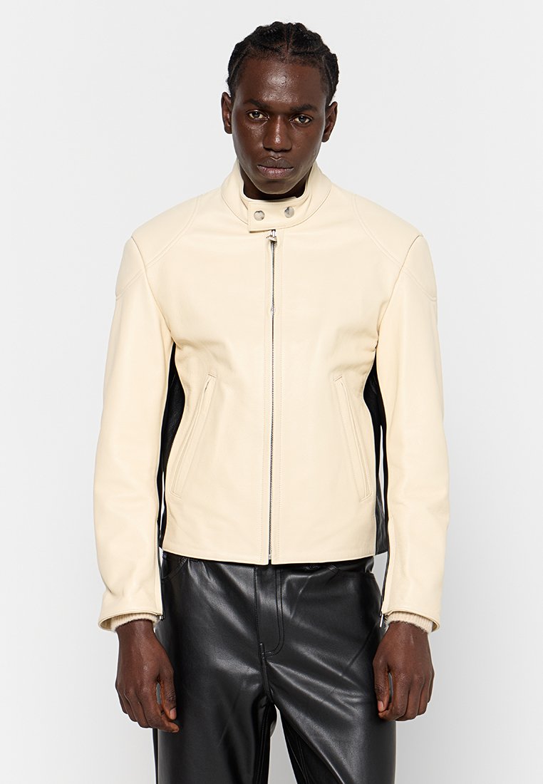 sandro Leren jas beige