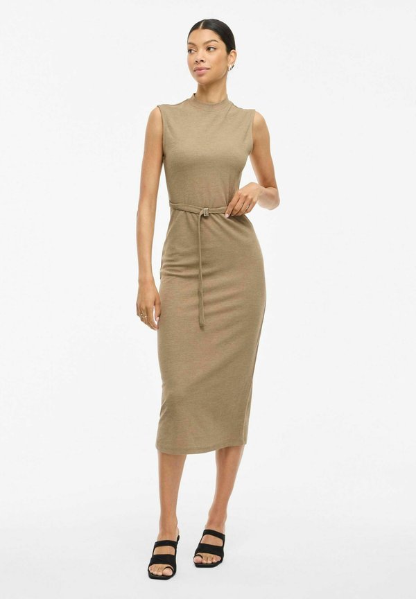 BIRTHE ÄRMELLOSES - Etuikleid - dark natural melange