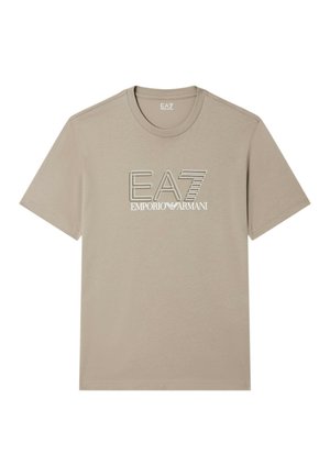 EA7 Emporio Armani, T-SHIRT GIROCOLLO VISIBILITY - T-shirt con stampa - beige