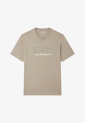 EA7 Emporio Armani, T-SHIRT GIROCOLLO VISIBILITY - T-shirt con stampa - beige