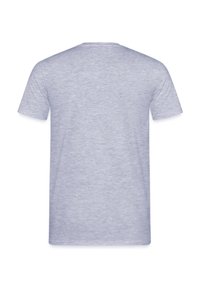 Camiseta gris de heather con mangas cortas, diseño de cuello redondo y tejido suave y ligero. Textura suave con un ajuste relajado.
