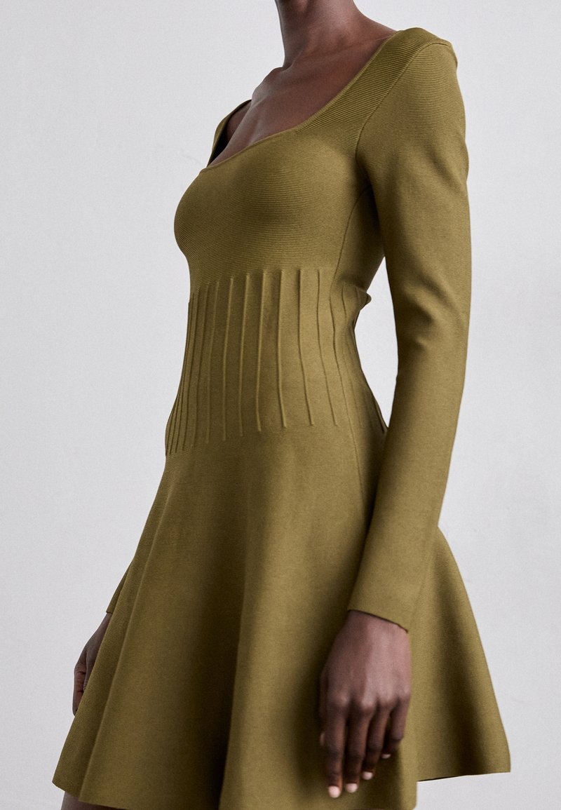 staud olive green dress Brown Floral Calluna Dress