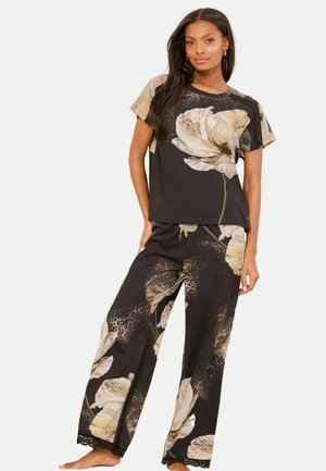 REGULAR FIT - SHORT SLEEVE SET - Pidžamas komplekts - black animal floral print