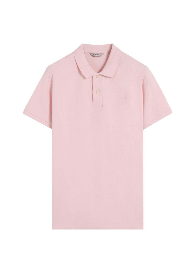 Paarse polo shirt van katoen, met een kraag, korte mouwen en een knoopsluiting met twee knopen. Subtiel logo geborduurd op de borst.