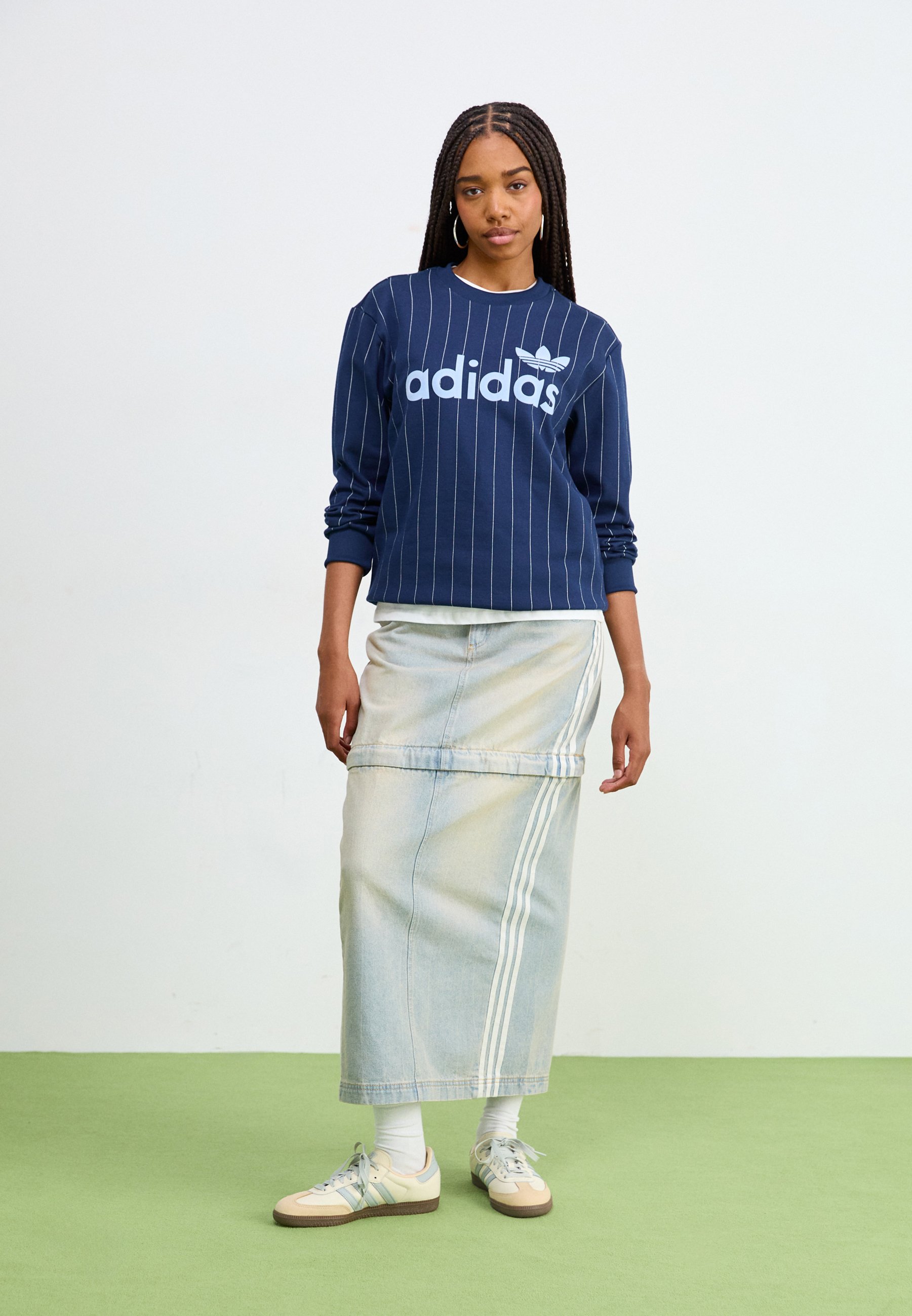 売れ筋商品|||アディダスオリジナルス パーカー・スウェットシャツ レディース アウター PINSTRIPE - Sweatshirt - night indigo/off white アディダスオリジナルス レディース パーカー・スウェットシャツ