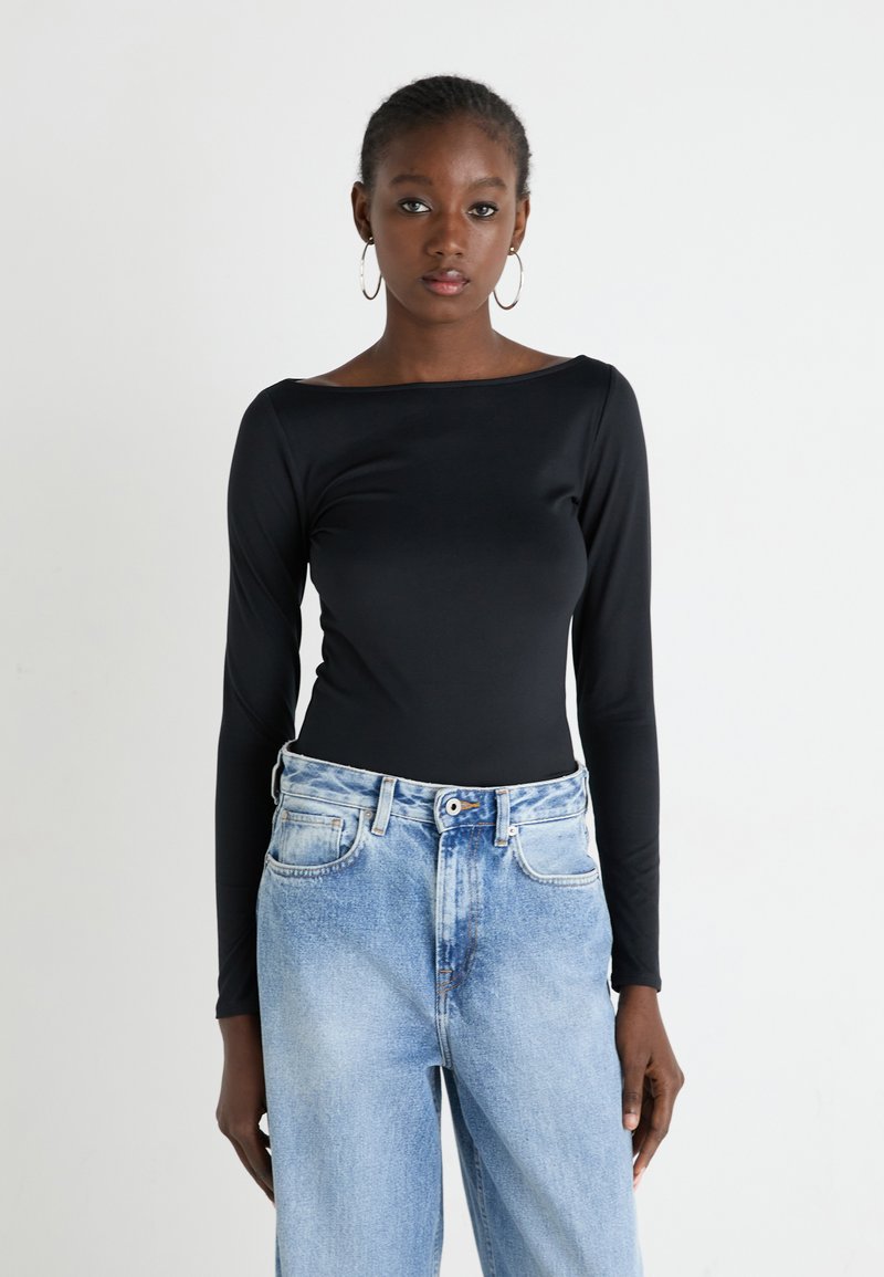 Hollister Co. EMEA FLAT SEAMLESS BOAT NECK - Ilgarankovis viršutinės dalies drabužis - casual black