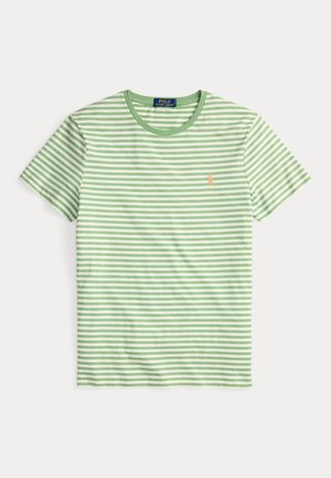 CUSTOM SLIM FIT STRIPED JERSEY 
 - Nyomott mintás póló - outback green/white