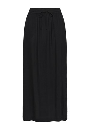 Svart, ankellång kjol i mjukt tyg med elastisk midja och justerbar dragsko. Har två sidofickor.