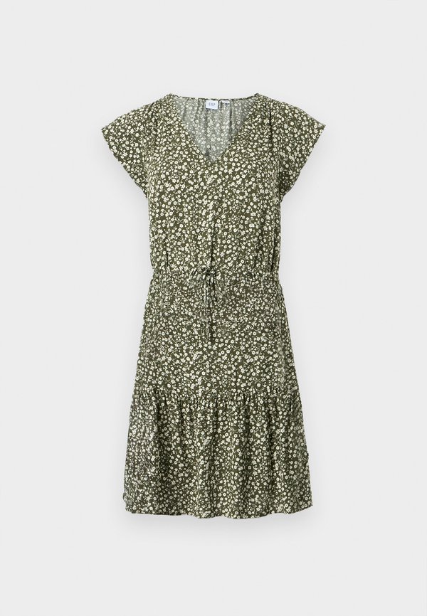 TIE WAIST MINI - Day dress - olive2