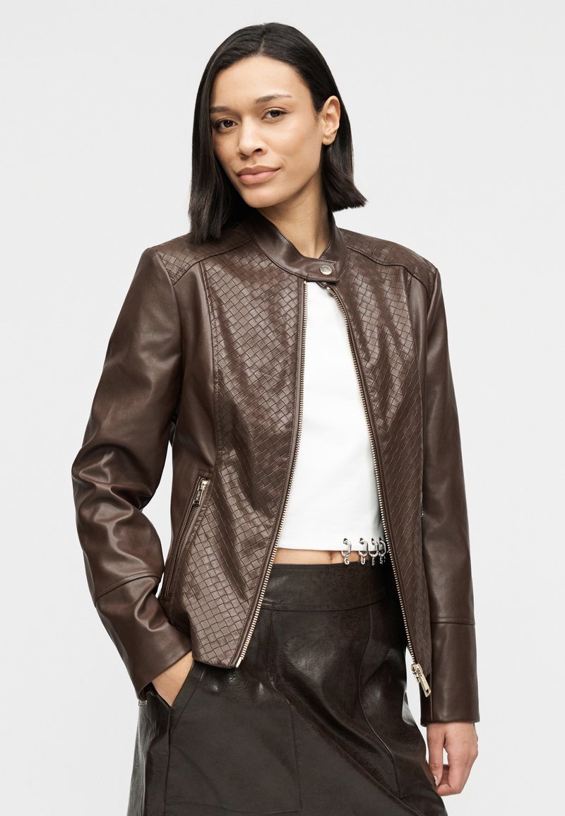 Veste En Cuir D'agneau GUESS Pour Femme Taille S - Occasion Très Bon état