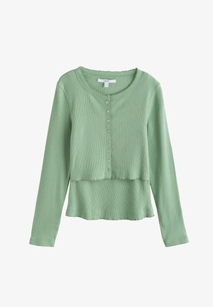 Next, REGULAR FIT - POINTELLE LONG SLEEVE LAYERED TOP - Pikkade varrukatega topp - green